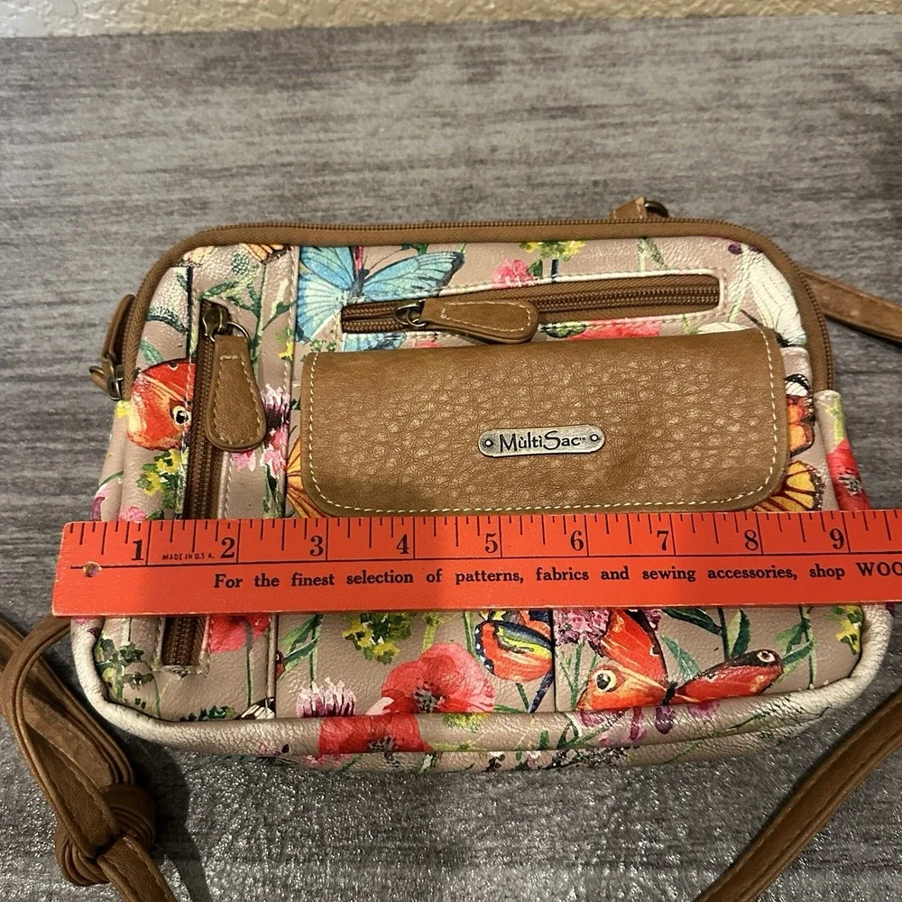 Multi Sac Shoulder/Cross Body Bag Springtime Floral Pockets Pebbled Adjustable